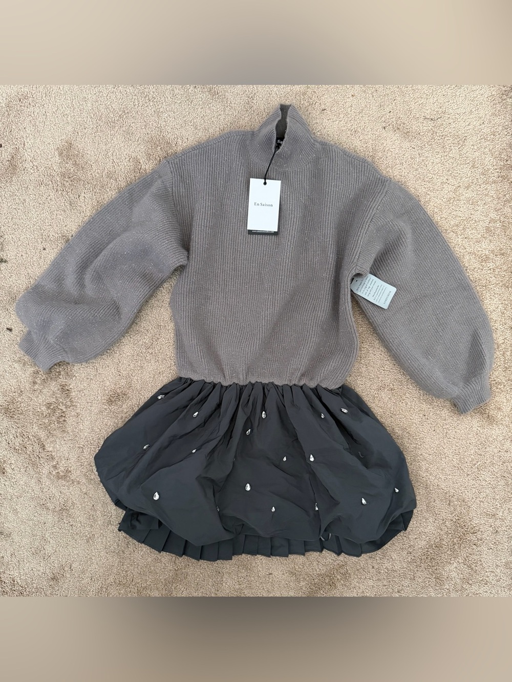 En Saison Black Embellished Bubble Mini Dress - Picture 8 of 9